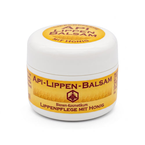 Bienenprodukte Shop API Lippenbalsam mit Honig im kleinen weißen Tiegel zur intensiven Lippenpflege