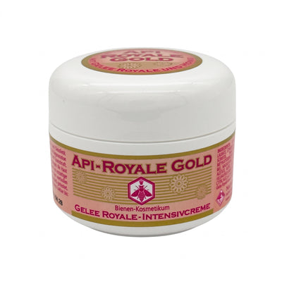 Bienenprodukte Shop API-ROYALE Gold Intensivcreme mit Gelée Royale und Honig in einem weißen 50 ml Tiegel