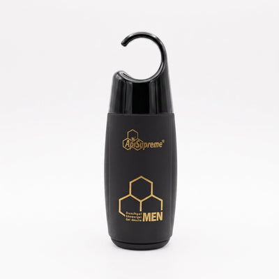 Bienenprodukte Shop ApiSupreme Duschgel für Männer in schwarzer Flasche mit praktischem Hängeverschluss