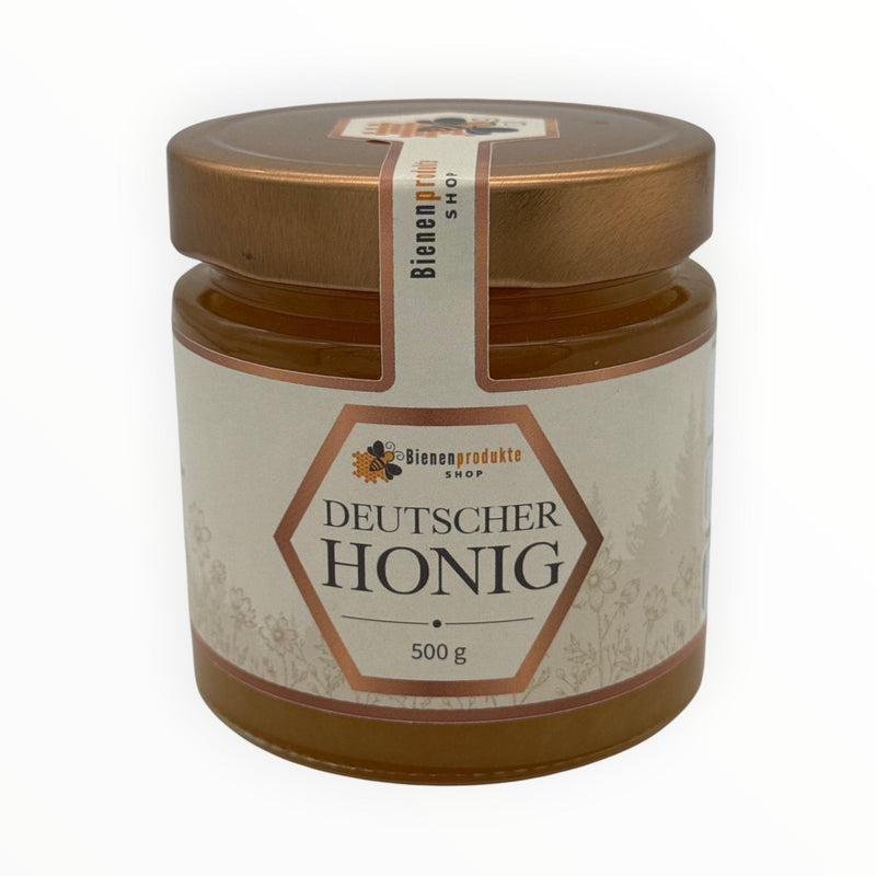 Bienenprodukte Shop Frühjahrsblütenhonig im 500g Glas mit feincremiger Textur und hellem, blumigem Aroma.